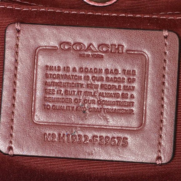 AUTHENTIC COACH PEBBLE LEATHER DERBY METALLIC BURGUNDY/PURPLE TOTE F39675 - Picture 4 of 15